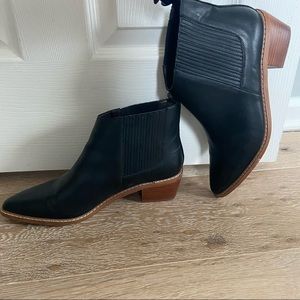 Black leather booties